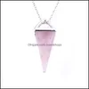 Collane con ciondolo Pendenti con gemme e perle Gemma quadrata naturale Perline di pietra Argento placcato Quadrangar Piramide Reiki Chakra Guarigione Donna Uomo Drop Deliv