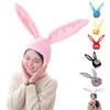 Rolig Plush Bunny Ears Hood Hat Kanin Eastern Cosplay Kostym Headwear Props 211229