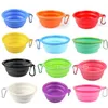 12oz Collapsible Dog Bowls Expanderbar kopp maträtt bärbar resa husdjur katt mat vatten matar silikonskål med karabinerklipp för vandring resande vandring