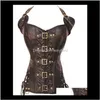 Bustiers & Womens Underwear Apparel Drop Delivery 2021 Steampunk Corset Women Sexy Neck Strap Coffee Black Gothic Corsets And Bustier Overbus