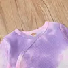 Zima Dzieci Zestawy Dorywczo Z Długim Rękawem O Neck T-shirt Purple Tie-barwnik Spodnie Cute 2 sztuk Dziewczyny Odzież 0-2t 210629