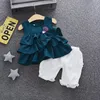 Set di abbigliamento 2021 Estate Per Bambini Neonate Tinta unita Senza Maniche In Chiffon Gonna A Pieghe + Sport Casual Pantaloni Corti 2 Pezzi Vestito