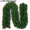 2.7M 160/280/300-Heads Christmas Xmas Garland Artificial Pine Green Spruce Artificial Green Christmas Wreath Christmas Pine Tree 211104