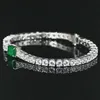 Oevas 100% 925 Sterling Zilver Synthetische Emerald Mousserende Hoge Koolstof Diamant Bruiloft Armband Voor Dames Party Fijne Sieraden