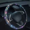 Car Steering Wheel Cover With Crystal Diamond Sparkling Car Suv Steering Wheel Protector Vehicle Auto Decoration Carbon Fiber