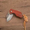 Coltello chiudibile tascabile piccolo di alta qualità 5Cr15Mov lama in legno satinato + manico in lamiera di acciaio inossidabile Coltelli EDC