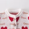 Baby Girl Stroje Ubrania Zestaw Urodzony Kochający Kierownik Knit Płaszcz + Pajacyki Garnitur Wiosna Jesień Dziewczyny Odzież 210429