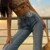 Women's Jeans Bazaleas Skinny Light Blue Streetwear High Waist Woman Cotton Long Flare Pencil Pants