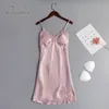 Lato Sexy Krótkie Kobiety Jedwabne Satin Slip Lace Crochet Backless Shiny Night Club Party Mini Dress 210415