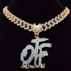 Pendentif Colliers Hommes Femmes Hip Hop SEULEMENT LA FAMILLE Lettres Collier Avec 13mm Miami Cubain Chaîne Glacé Bling HipHop Bijoux