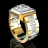 MOSSANSTONE Uhrenband-Herren-Verlobungsring, kupfer-plattierter Gold-Doppelfarbe