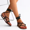 Sexy Women Beach Sandals Cross Ankle Strap Tie Tip Toes For Flat With Gradiator Summer Shoes Zapatos De Muje