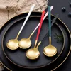 Coffee Spoon 7.7" Long Handle Ice Cream Dessert Tea Stir Spoons Golden Silver Rainbow Color Stainless Steel Tableware