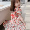 Vestito estivo da ragazza Fantasia Abiti da principessa per ragazze Matrimonio coreano Bottoni con volant in pizzo Abbigliamento per bambini Vestiti per bambini 210625