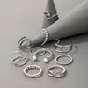 10 pièces minimaliste mince ouvert or bande anneaux classique perle vague croix Style bague bijoux cadeau pour les femmes