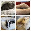 冬の猫のベッドラウンドぬいぐるみ暖かい柔らかいペットのための長い犬の巣2 in 1子犬寝袋210713