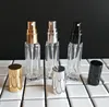 Clear Portable Glass Perfume Spray Bottle 10ml 20ml Empty Cosmetic Containers with Atomizer Gold Silver Cap Fragrance Bottles SN4271