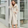 Oversized Winter Clothing Ciepła Kurtka Z Kapturem Kobiety Grube Długie Parki Kobiet Faux Futro Płaszcz Kobieta Casual Futra Faux Kurtka Znosić 211018