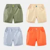 Moda de Verão 2 3 4 5 6 8 10 Anos Design Simples de Algodão Esportes Bolso Bonito Elástico All Match Shorts para Crianças Baby Boys 210529