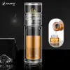 Kaxifei Business Type Waterfles Glazen fles met roestvrijstalen thee infuser filter dubbele wand glazen artikelen 211013