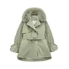 Blanc Duvet de Canard Veste Femmes D'hiver Coréen Col Ceinture Lâche Détachable Deux Pièces Épais Manteau Imperméable 210607