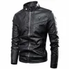 Män Vår Vintage Punk Casual Style Fleece Leather Jackor Coat Men Outwear Fashion Motor Biker Faux Läder Jacka Män 211111