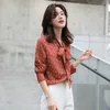 İlkbahar Yaz Kırmızı Nokta Baskılı Bluz Kadın Gömlek Lady Streetwear Uzun Kollu Yay Yaka Sevimli Genç Tops Artı Boyutu 2XL 210421