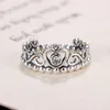 100% 925 Sterling Silver Princess Tiara Ring con Clear Cz Stones Fit Pandora Style Jewelry Women Fashion Ring