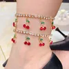 Anklets 2022 Fashion Butterfly Cherry Star Anklet For Women Shiny Crystal Tennis Chain Bracelet Female Beach Sandals Foot Jewelry Roya22