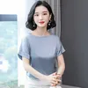 Koreaanse zijde vrouwen blouses shirt satijnen tops elegante solide top plus size blusas mujer de moda 210531