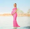 Ny 2020 Lace Maternity Dress Gown Wedding Party Photography Props Dresses V Neck Long Maxi Trumpet Klänningar för gravida kvinnor Q0713