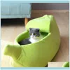 Houses Kennels Aessories Dog Supplies Home Gardenana Shaped Cat Bed House Warm Cozy Puppy Cushion Kennel Portable Soft Pet Sofa Cute Sleepin