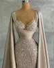 Royal Evening Dresses Sparkly Sequins Appliqued Lace Sexy Sheath Sheer Neck Prom Dress Formal Party Second Reception Gowns Ruched 208w