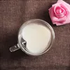180ml 240ml Double Wall Glass Coffee Mugs Transparent Heart Shaped Milk Tea Cups With Handle Romantic Gifts ZWL785