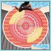 Other Home Textile Textiles & Garden 150Cm Microfiber Round Beach Towel Thick Soft Super Absorbent Tassel Towels Summer Pattern Bath Tapestr