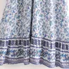 Красота моды Boho стиль цветочные печатные платье платье женские праздники шикарные галстуки лук длинные платья женская летняя пляжная одежда 210514