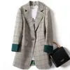 대형 여성 레트로 체크 무늬 정장 재킷 봄 슬림 한국어 작은 211122
