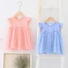 Summer Girls Party Princess Dresses Flying Sleeves Pink Lace Dress 1-7 Years Old Kids Birthday Evening Clothes Casual Outfits Q0716