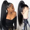 26 polegadas brasileiro em linha reta no cabelo resistente ao calor real suíço transparente rendas frente perucas de cabelo humano perucas de cabelo do bebê para mulheres negras Hi7053393