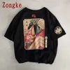 Zongke verão algodão manga curta t camisa homens camiseta samurai cópia casual tops moda macho engraçado t-shirt M-5XL 210629