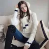 Dabuwawa Fashion Warm White Turtleneck Scarf Sweater Women Ladies Winter Long Sleeve Pullover Tops with Scarf DN1DKT038 210520