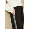 Minimalismus Winter Mode Hosen Sport Kausalen Elastische Taille Fleece Patchwork Weibliche Hosen frauen 12030409 210527