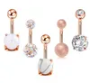 5pcs Sexy 316L Surgical Steel Bar Belly Button Rings Women Crystal Ball Girls Navel Piercing Barbell Earring Stone Body Jewelry Set GC162
