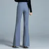 Autumn Ladies Office Wide leg Pants Plus Size 3XL High Waist Hip Bow Design Solid Wild Korean Chic Flare Trouser 210421