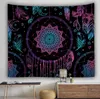 Tapisserie Mandala blanc noir soleil et lune, tenture murale, serviette de plage, tapis de Yoga, décoration de maison, couverture 5027966