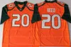 Maillot de football vintage Ed # 20 Reed Sean # 26 Taylor Ray # 52 Lewis Tous cousus Blanc Noir Vert Orange Violet Maillots Chemises de qualité supérieure