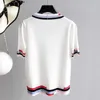 Verão Casual Slim O-Neck Knitwear Tops 2021 Novo Estilo Coreano Tee Feminino Moda Stripe Manga Curta T-shirt das Mulheres Y0621