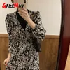 Eleganckie sukienki dla kobiet Casual Koreański Vintage Wiosna Z Długim Rękawem V Neck Balck Midi Czarna sukienka 210428