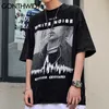 Oversized Tees Shirts Hip Hop Poster Print Punk Rock Gothic Tshirts Streetwear Casual Cotton Fashion Harajuku Tops 210602