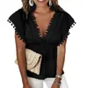 Women Blouse V Neck Sleeveless Lace Top White Shirts Hollow Out Backless Sexy Ladies Tops 3XL Summer 210524